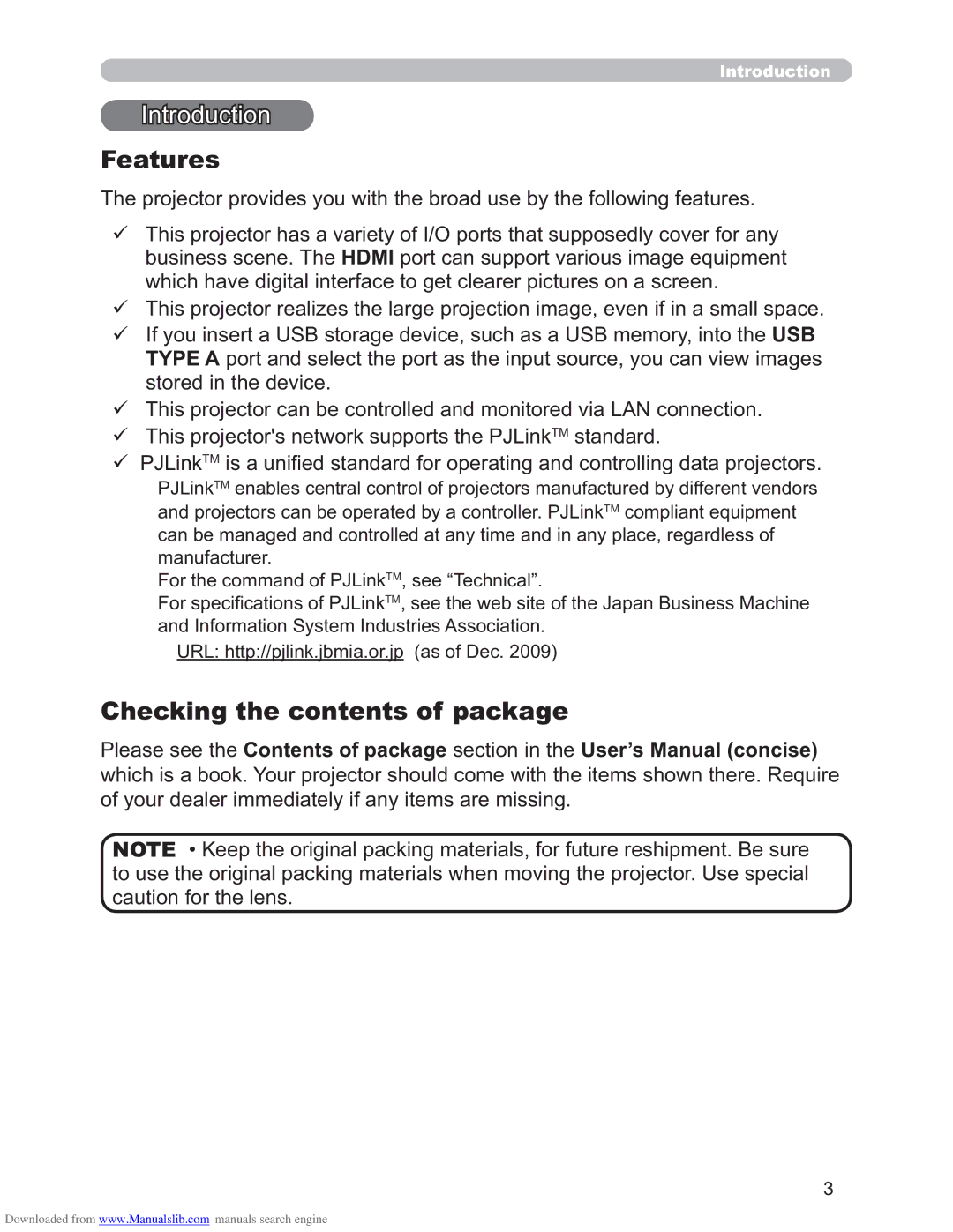 Hitachi CP-X3011N, CP-X2511N, CP-X4011N user manual Features, Checking the contents of package 