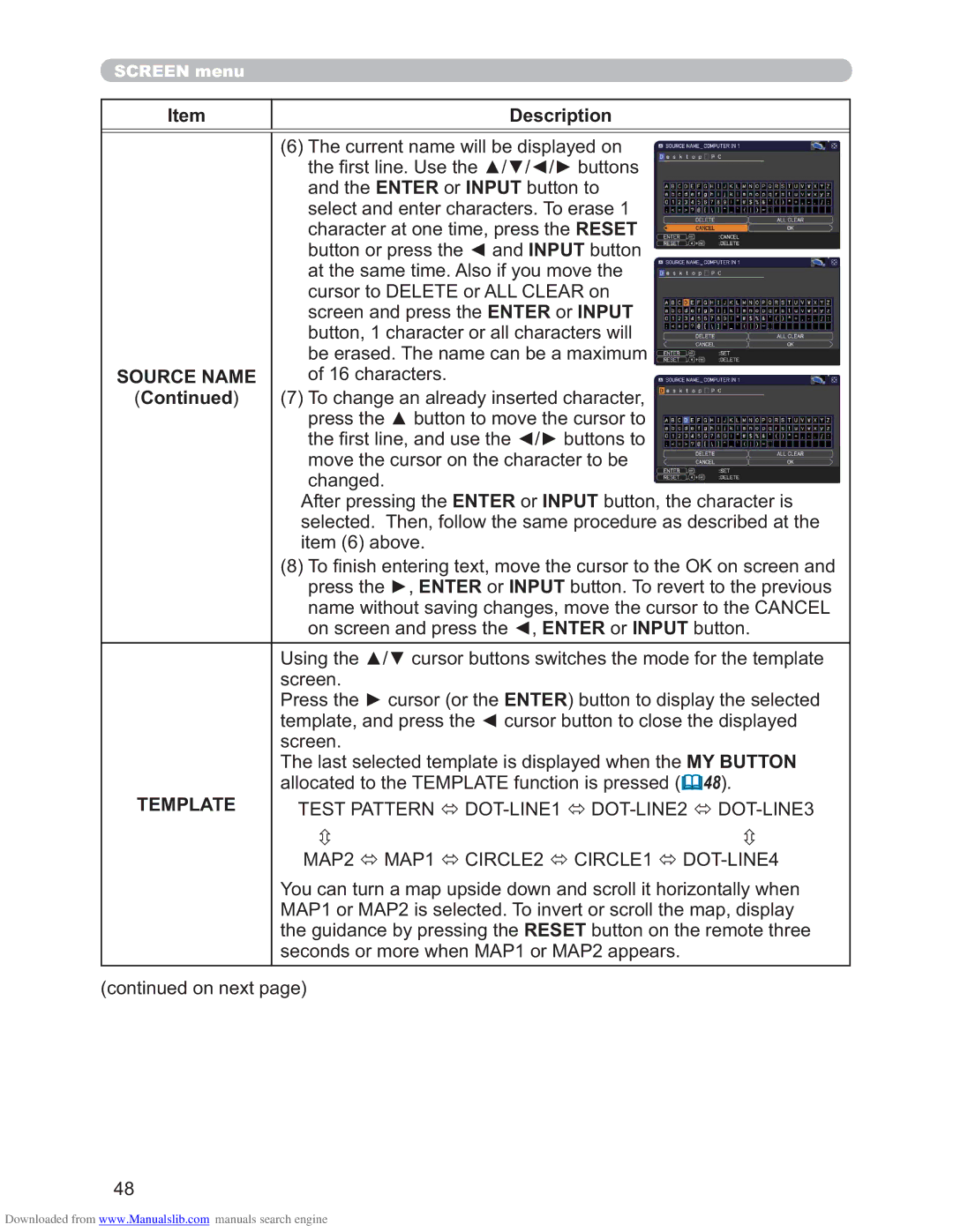 Hitachi CP-X3011N, CP-X2511N, CP-X4011N Test Pattern DOT-LINE1 DOT-LINE2 DOT-LINE3, MAP2 MAP1 CIRCLE2 CIRCLE1 DOT-LINE4 