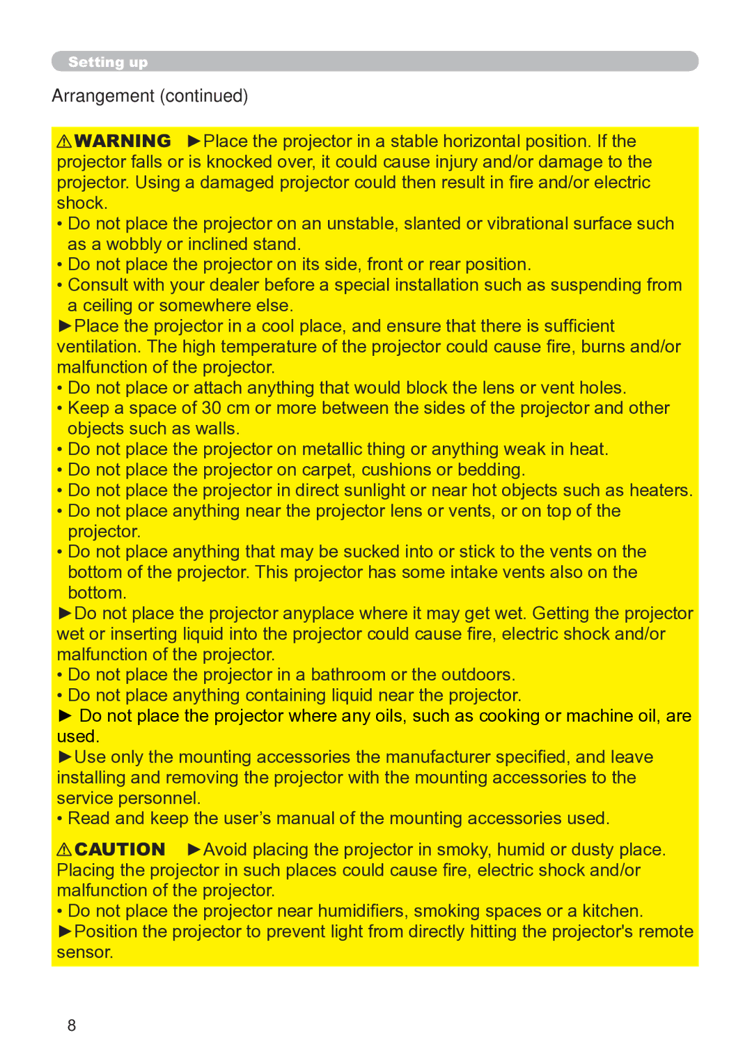 Hitachi CP-X3020 user manual Arrangement 