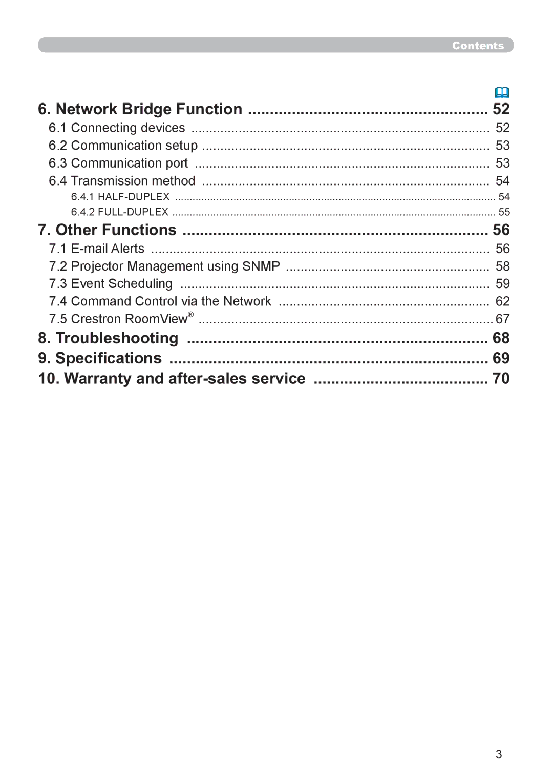 Hitachi CP-X2521WN, CP-X3021WN user manual Network Bridge Function, Other Functions 