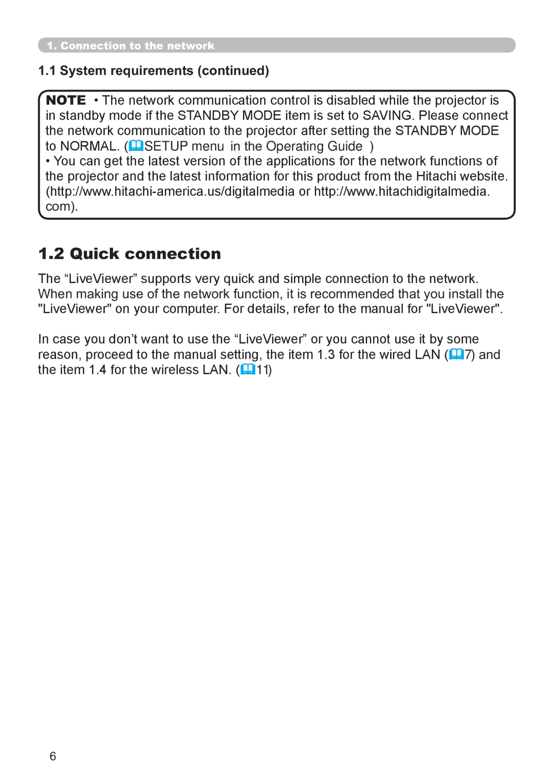 Hitachi CP-X3021WN, CP-X2521WN user manual Quick connection, System requirements 