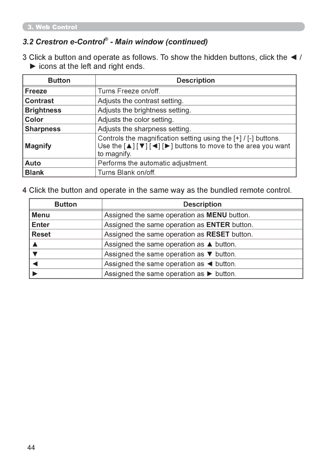 Hitachi CP-X3021WN, CP-X2521WN user manual Crestron e-Control- Main window 