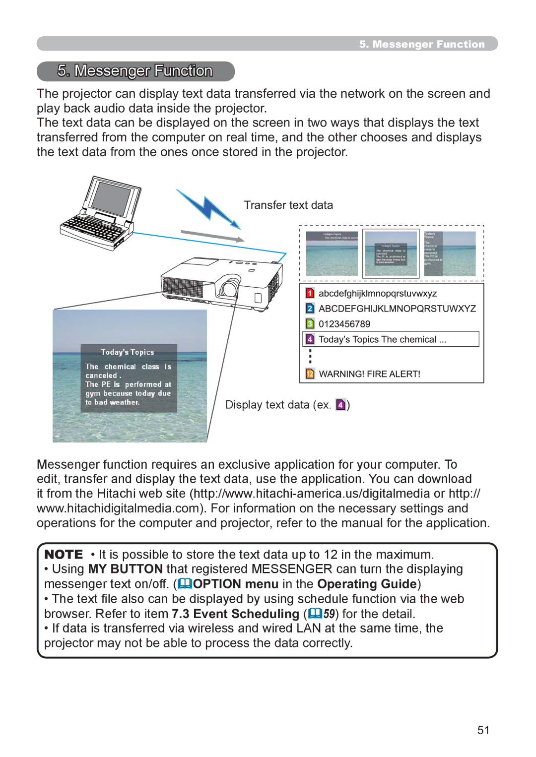 Hitachi CP-X2521WN, CP-X3021WN user manual Messenger Function 