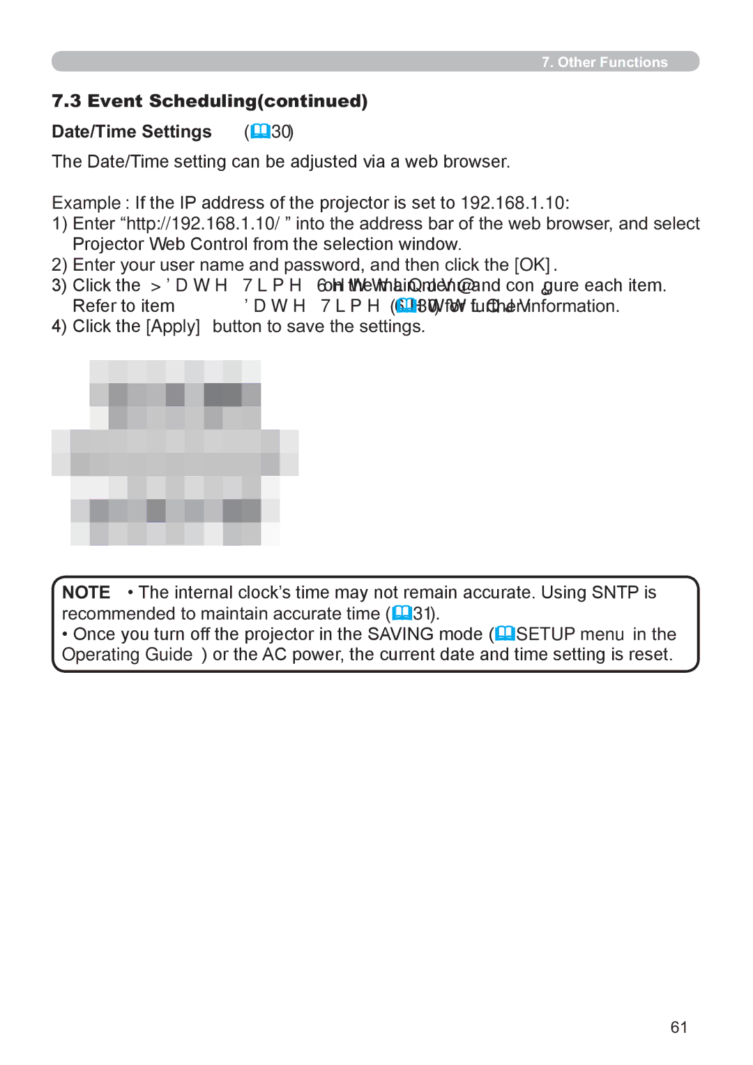 Hitachi CP-X2521WN, CP-X3021WN user manual Date/Time Settings 