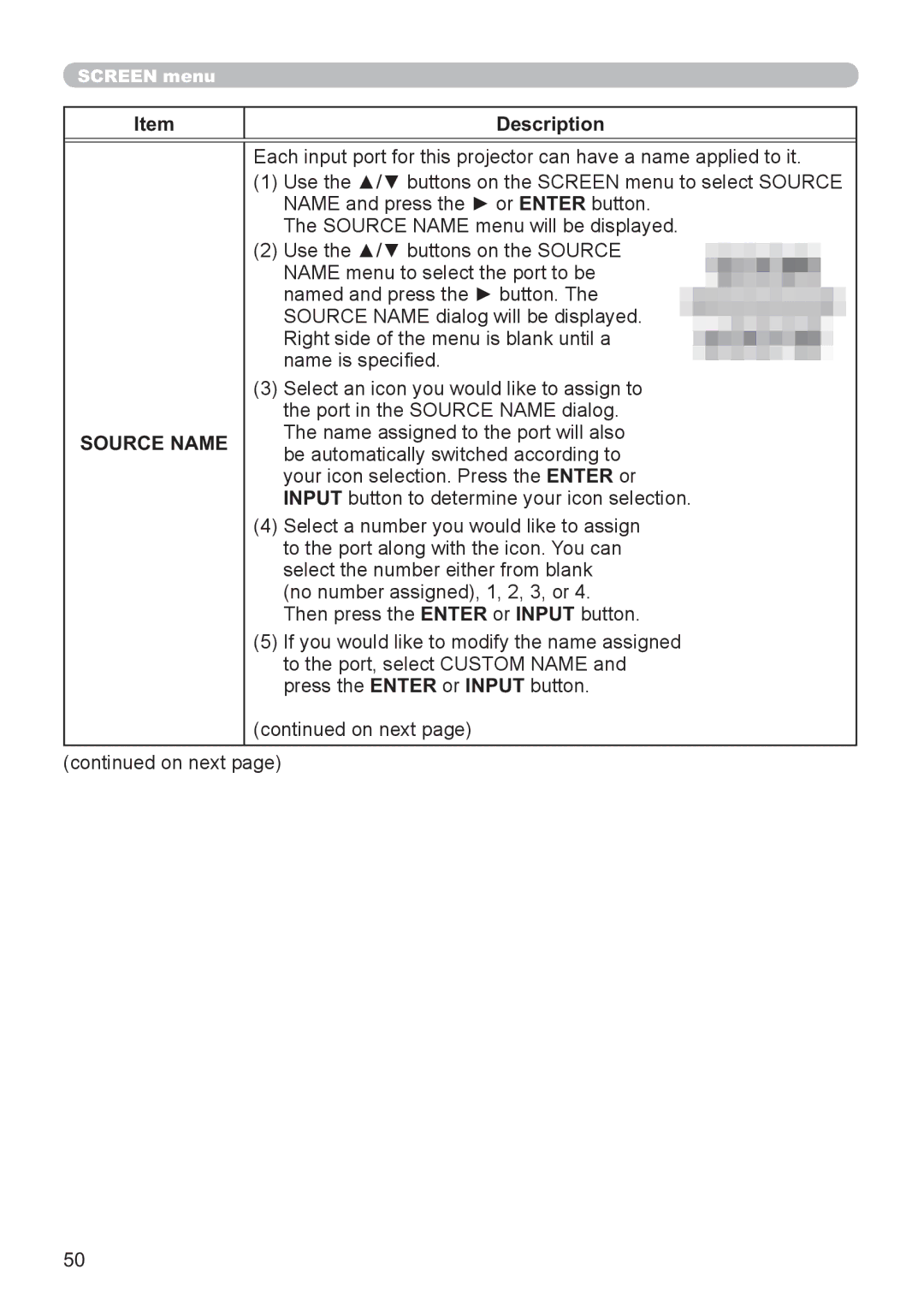 Hitachi CP-X2521WN, CP-X3021WN user manual Source Name 