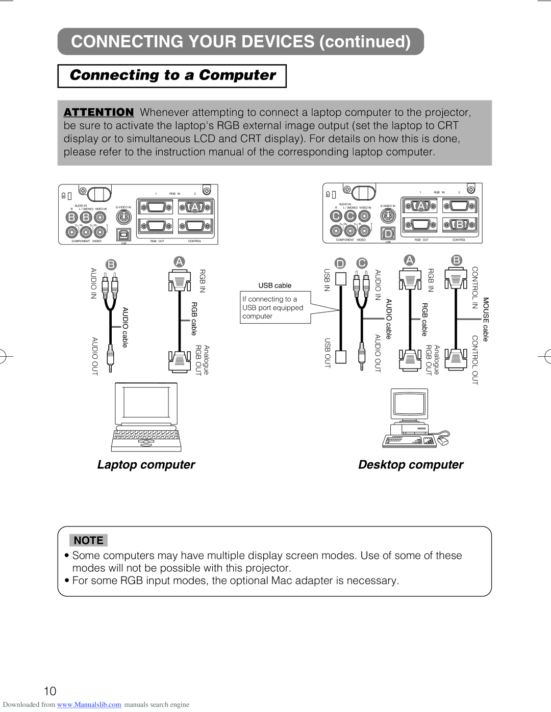 Hitachi CP-X328 user manual Connecting Your Devices, Connecting to a Computer 