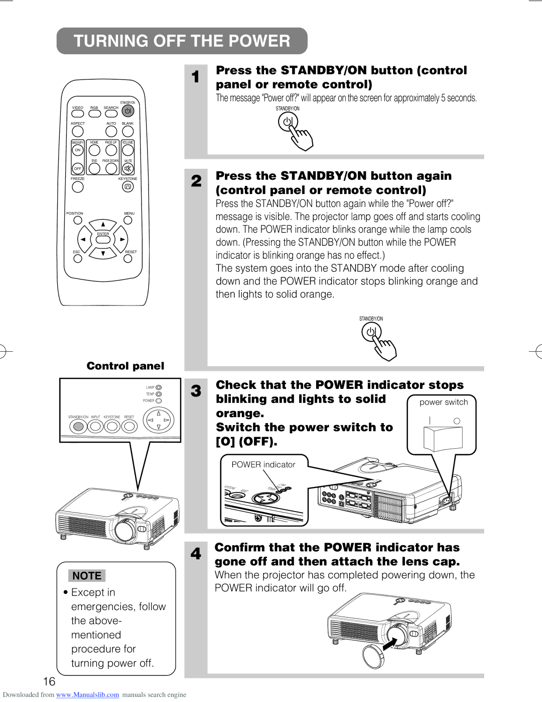 Hitachi CP-X328 user manual Turning OFF the Power 