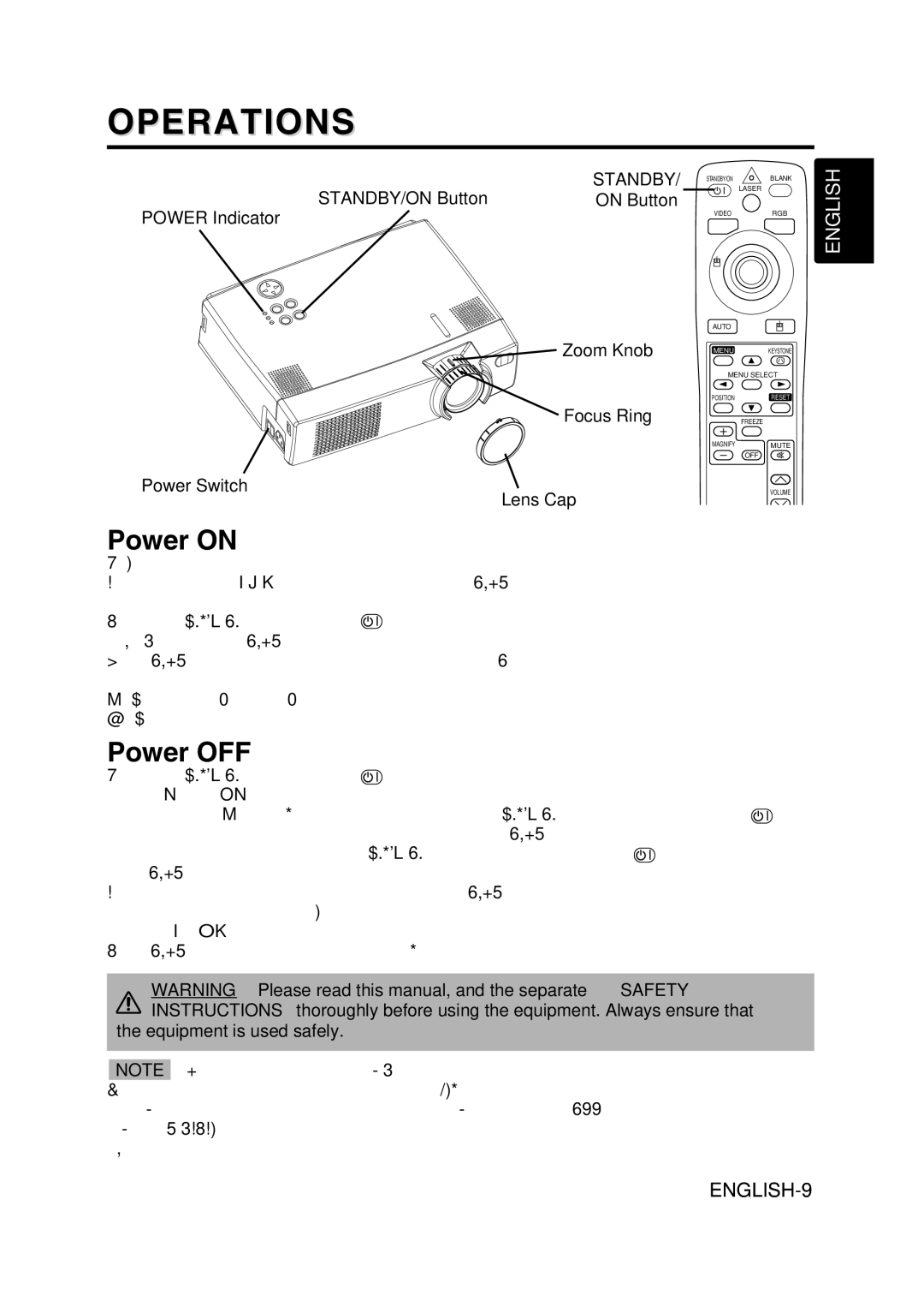 Hitachi CP-X380W user manual Operations, Power on, Power OFF, Standby, Equipment is used safely 