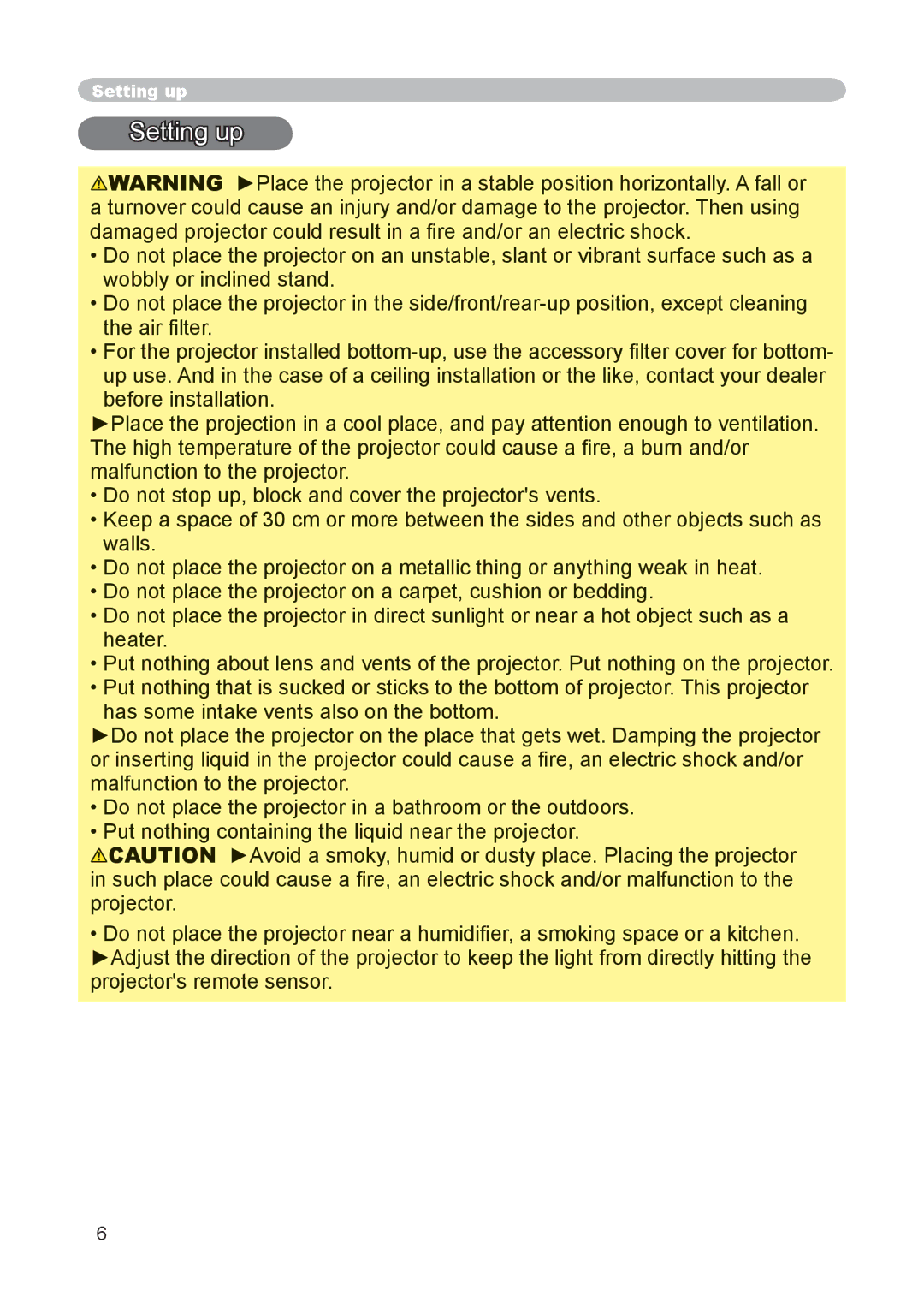 Hitachi CP-X440, CP-X444 user manual Setting up 