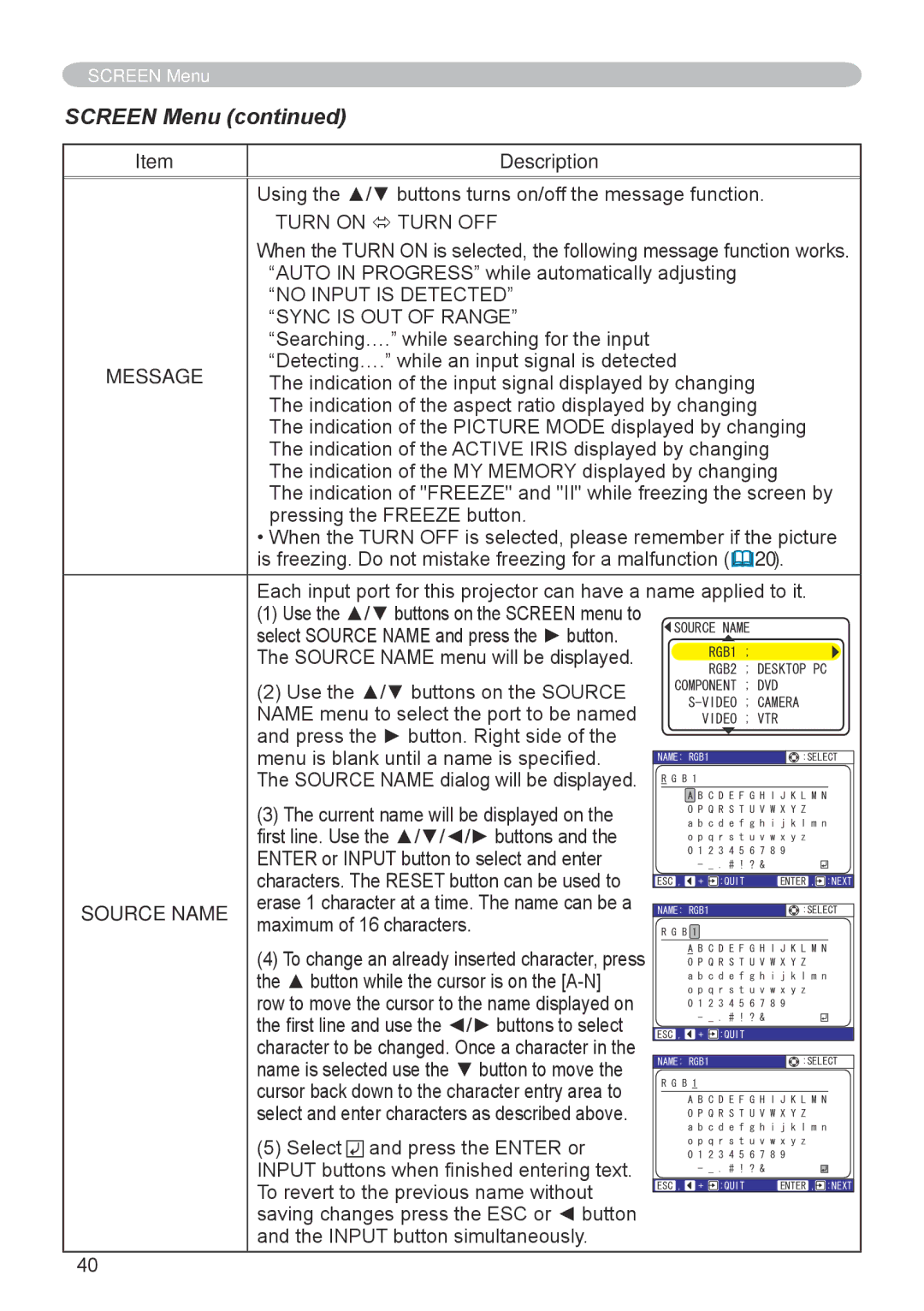 Hitachi CP-X600 user manual Message 