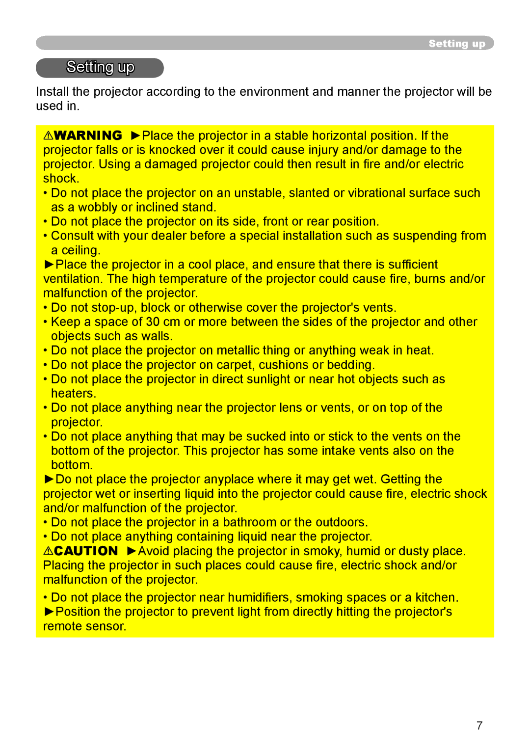 Hitachi CP-X608 user manual Setting up 