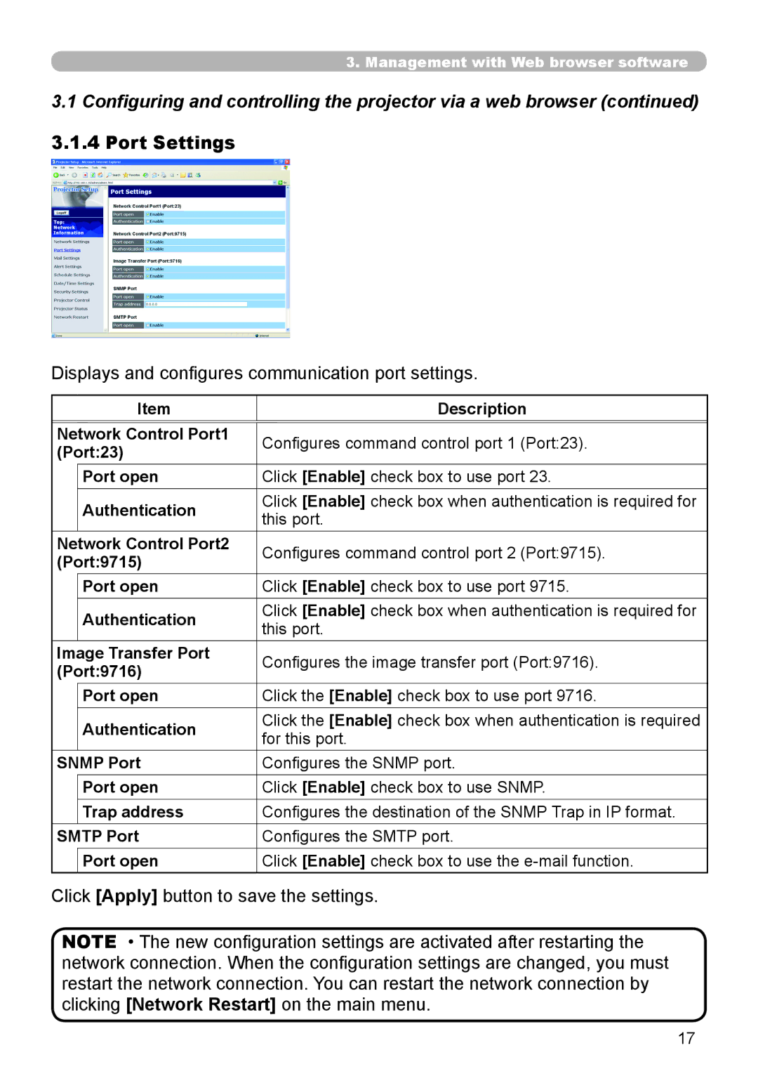 Hitachi CP-X615 user manual Port Settings, Displays and configures communication port settings 