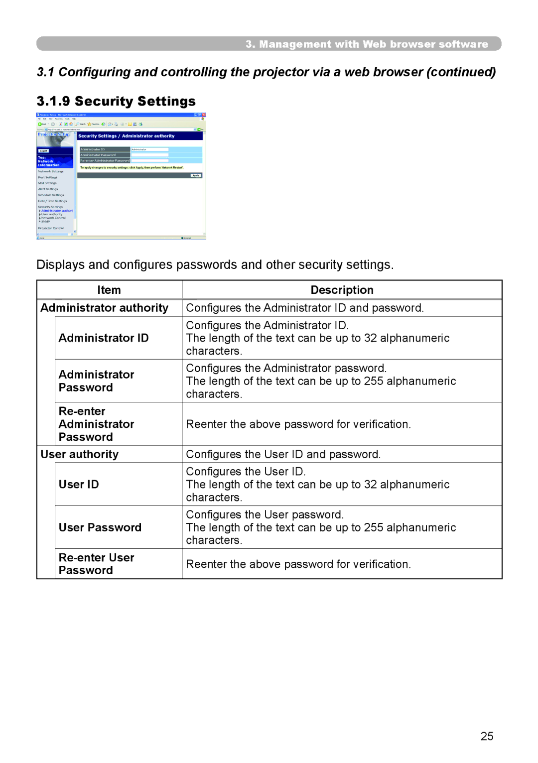 Hitachi CP-X615 user manual Security Settings 