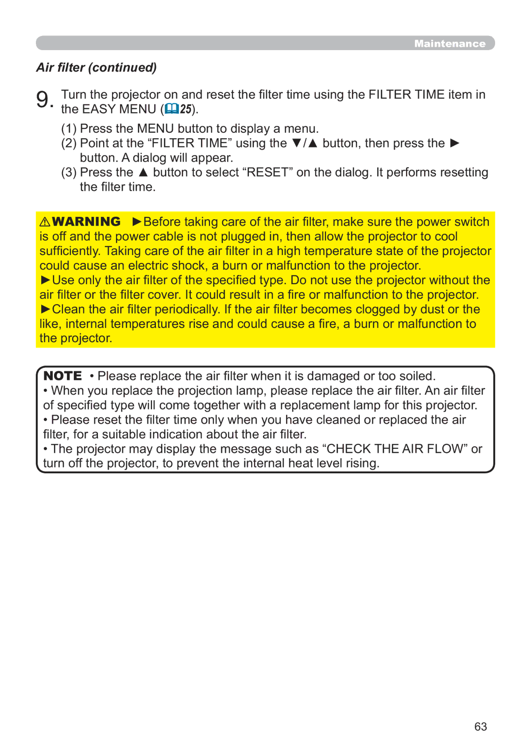 Hitachi CP-X615W, CP-X705W user manual 3UHVVWKH018EXWWRQWRGLVSOD\DPHQX, Wkh¿OwhuWlph, WkhSurmhfwru 