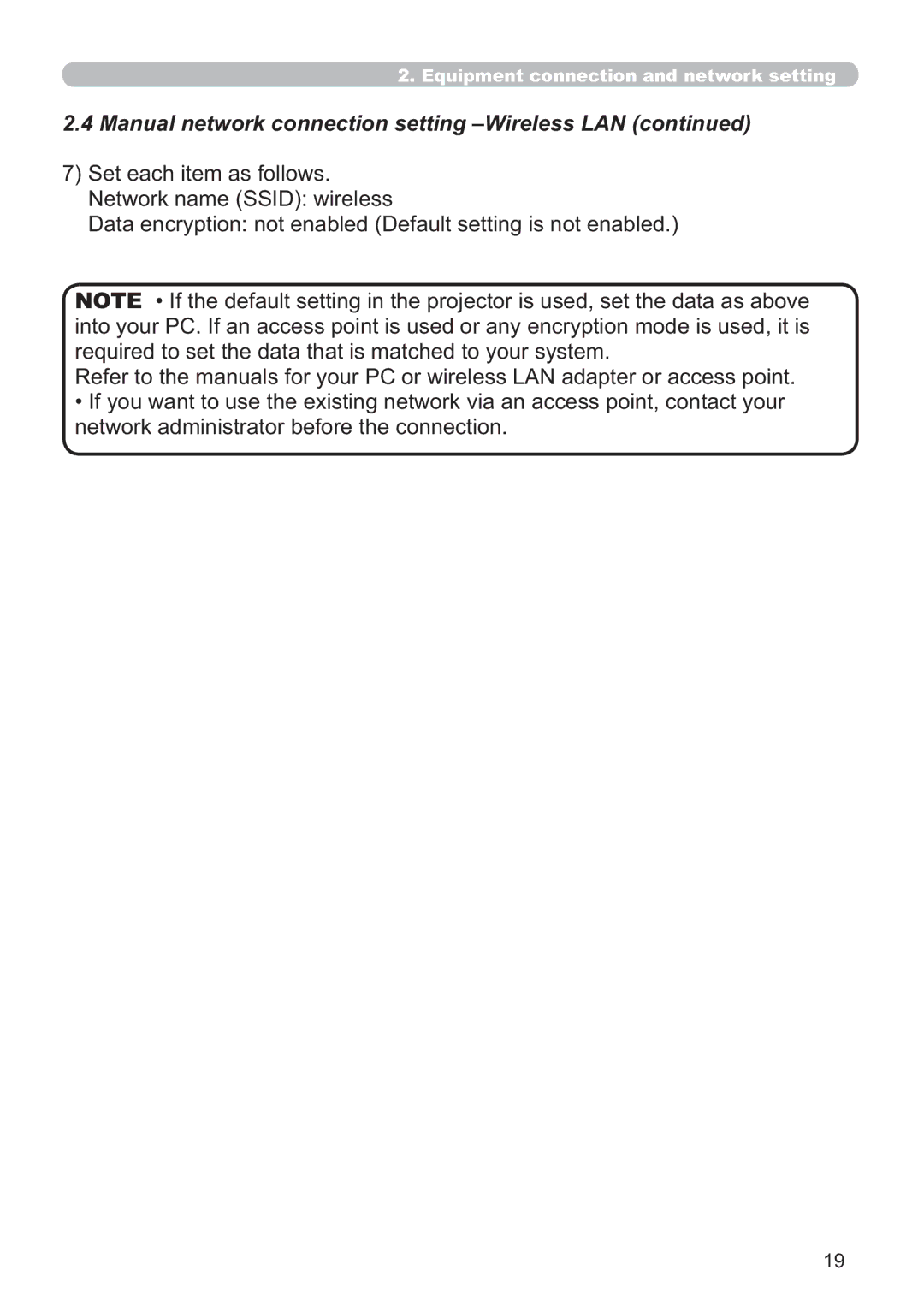 Hitachi CP-X809W user manual 6HWHDFKLWHPDVIROORZV 1HWZRUNQDPH66,ZLUHOHVV 