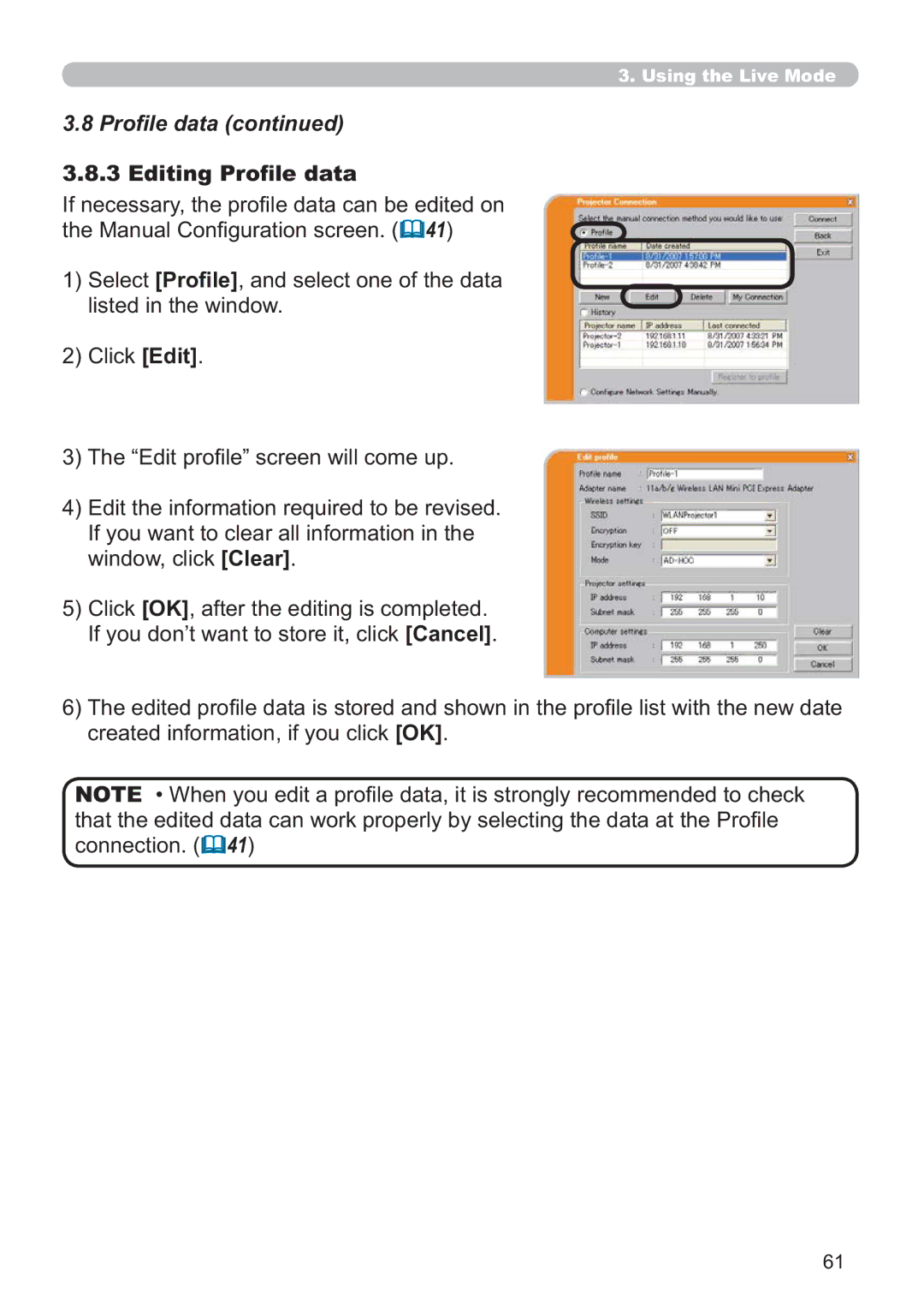 Hitachi CP-X809W user manual GLWLQJ3URÀOHGDWD, &OLFNEdit 