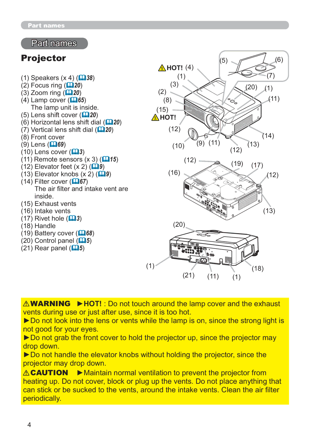 Hitachi CP-X809W user manual SurmhfwruPd\GursGrzq Shulrglfdoo\, Lqvlgh KdxvwYhqwv, Hot, 10 9 