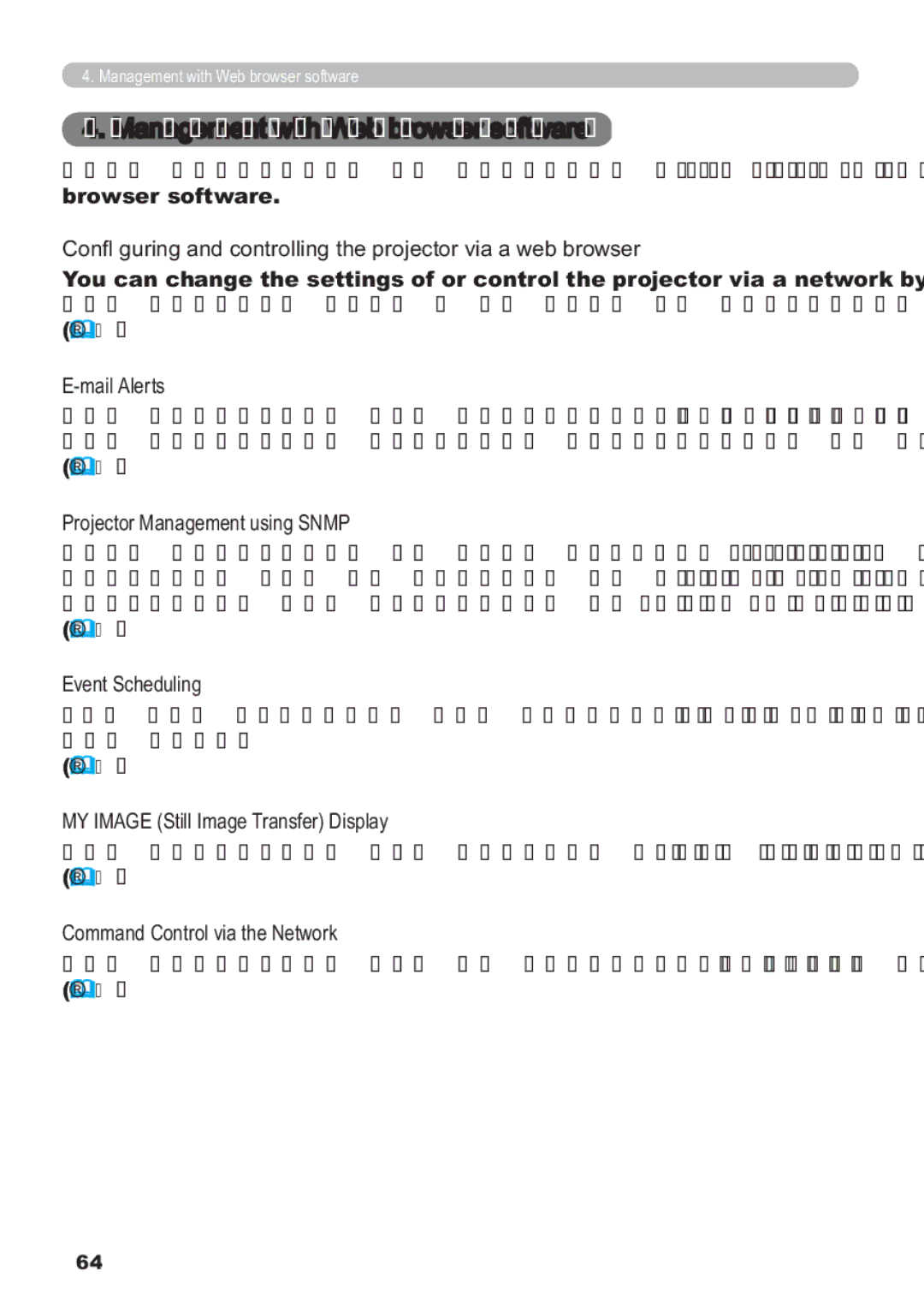 Hitachi CP-X809W Mail Alerts, Projector Management using Snmp, Event Scheduling, MY Image Still Image Transfer Display 