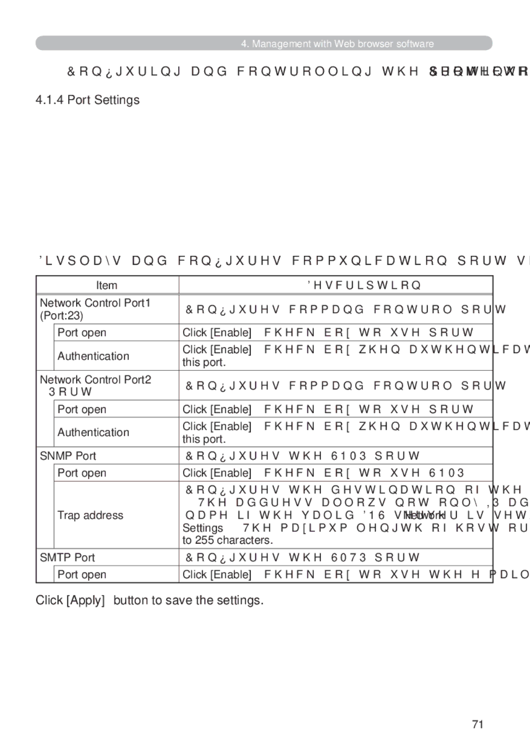 Hitachi CP-X809W user manual Port Settings, Lvsod\VDqgFrq¿JxuhvFrppxqlfdwlrqSruwVhwwlqjv 