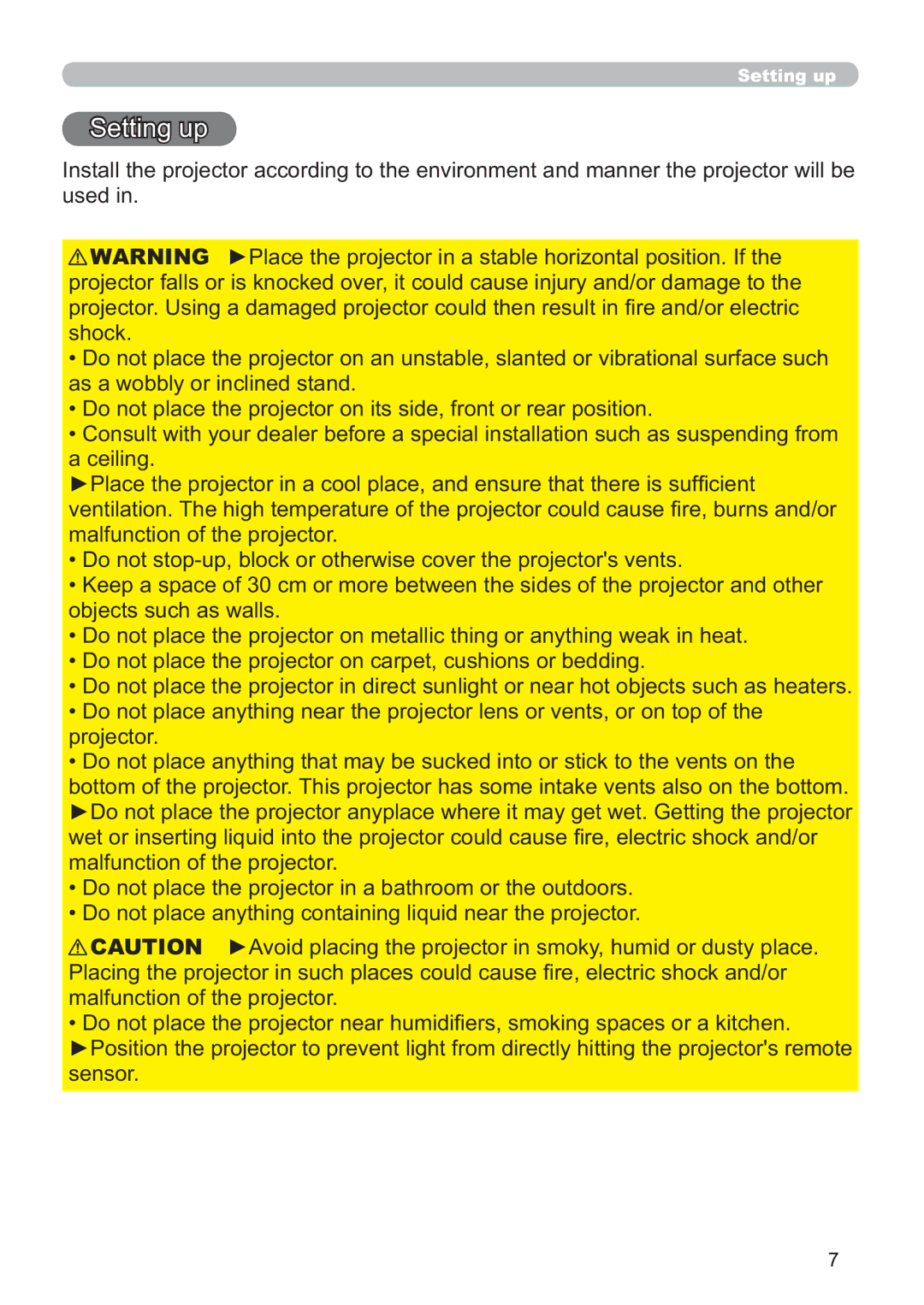 Hitachi CP-X809W user manual XvhgLq Vkrfn, Fhlolqj, PdoixqfwlrqRiWkhSurmhfwru, RemhfwvVxfkDvZdoov, Vhqvru 