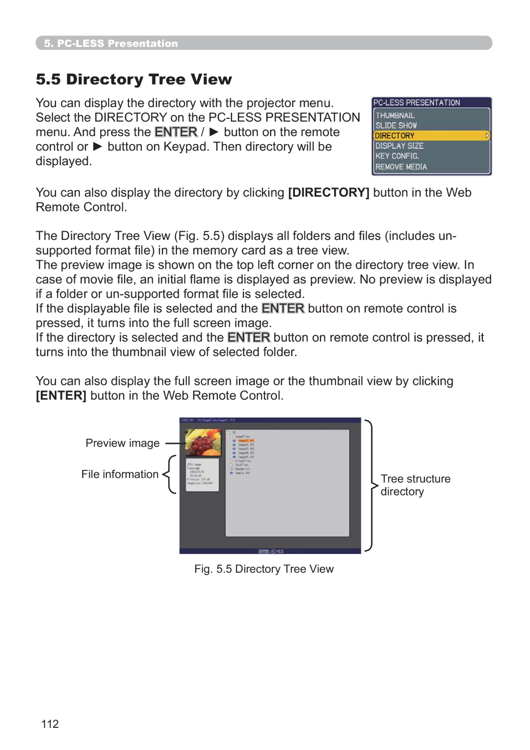 Hitachi CP-X809W user manual Directory Tree View, VxssruwhgIrupdw¿OhLqWkhPhpru\FdugDvDWuhhYlhz, Gluhfwru 