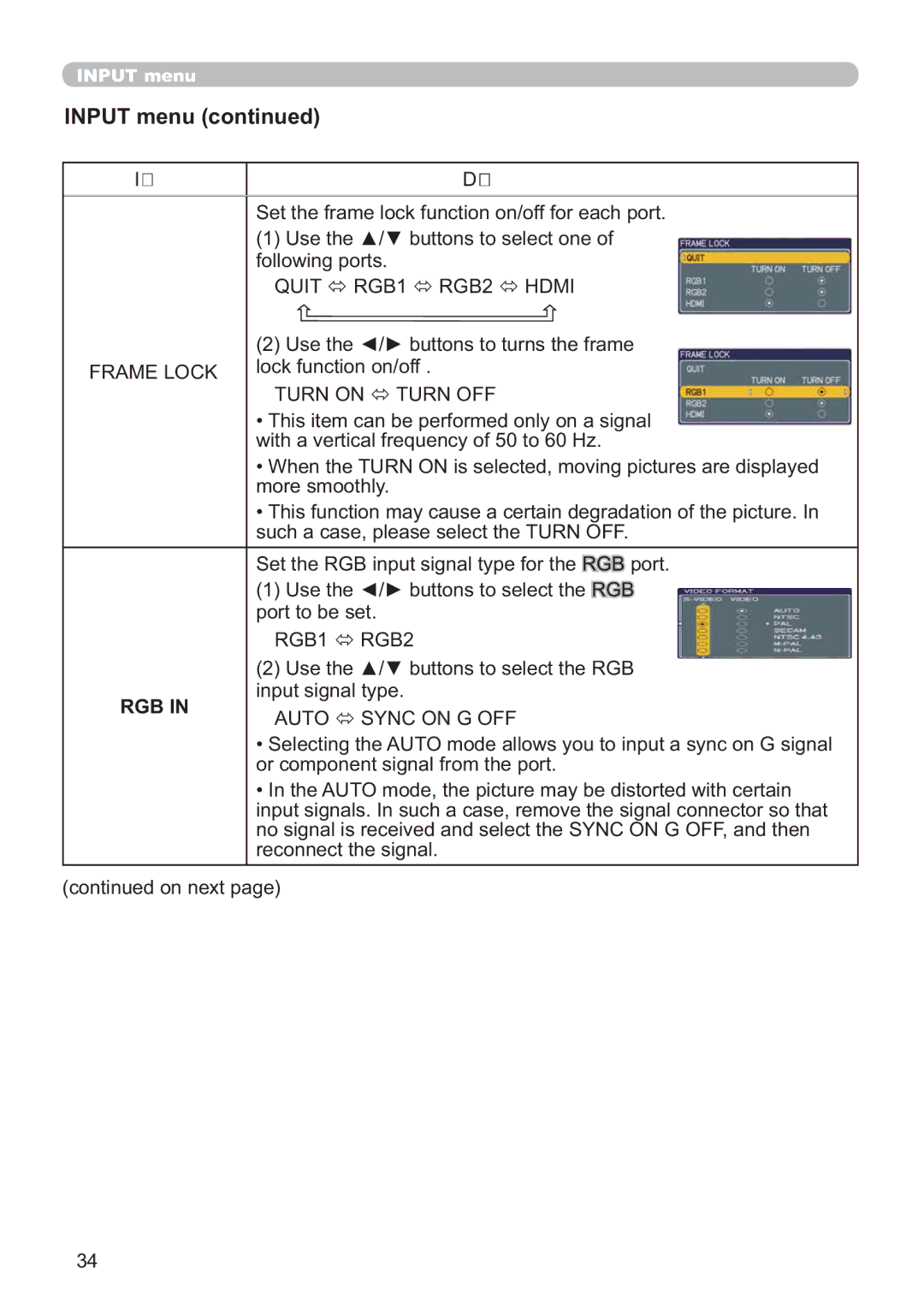 Hitachi CP-X809W user manual Frame Lock, ,1 