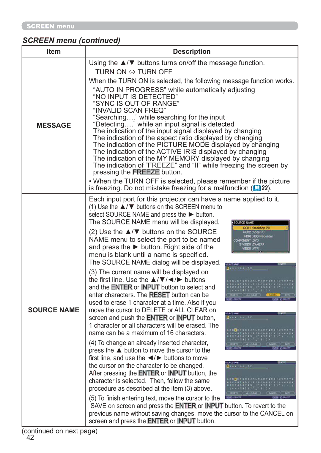 Hitachi CP-X809W user manual 066$, SUHVVLQJWKH5=EXWWRQ, PhqxLvEodqnXqwloDQdphLvVshfl¿Hg, Source Name 