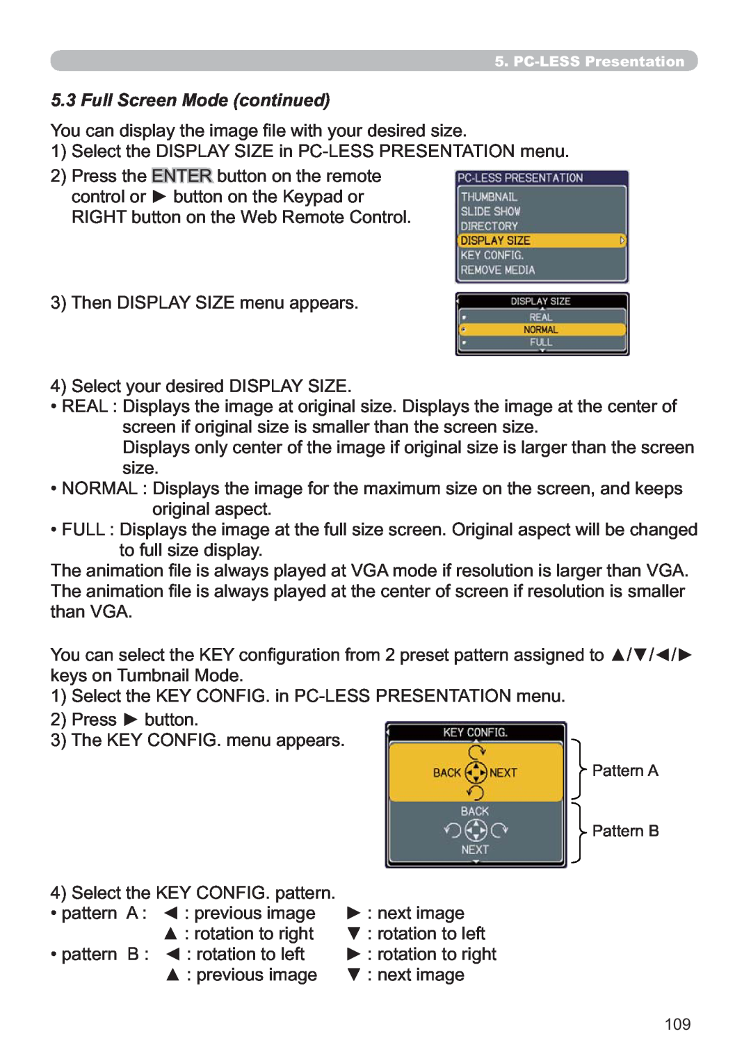 Hitachi CP-X809W user manual Full Screen Mode continued, 7KHQ,63/$6,=PHQXDSSHDUV 6HOHFW\RXUGHVLUHG,63/$6,= 