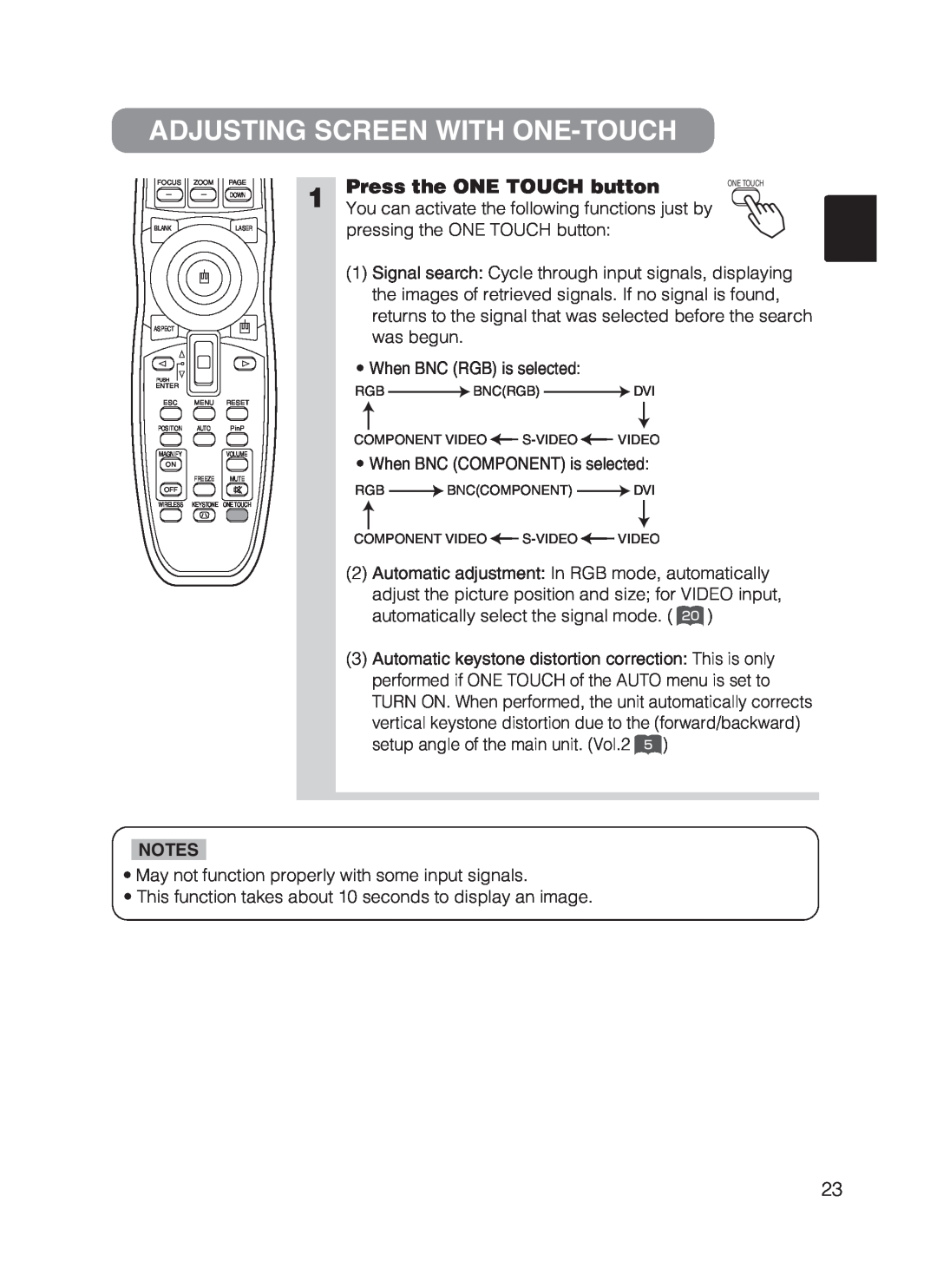 Hitachi CP-X870 user manual Adjusting Screen With One-Touch, Press the ONE TOUCH button 