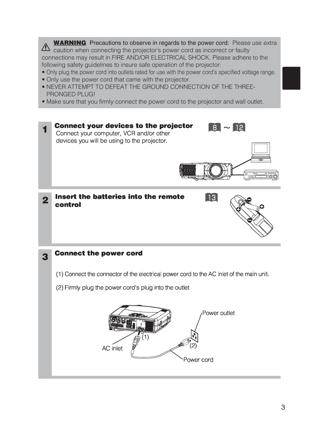 Hitachi CP-X870 user manual Connect your devices to the projector, Insert the batteries into the remote, control 