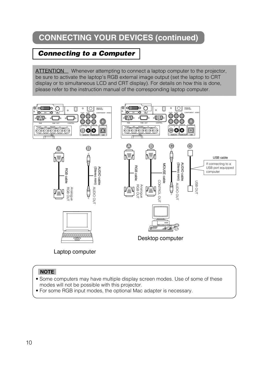 Hitachi CP-X870 user manual Connecting Your Devices, Connecting to a Computer 