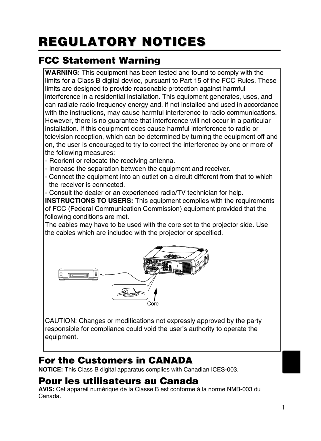 Hitachi CP-X870W user manual Regulatory Notices 