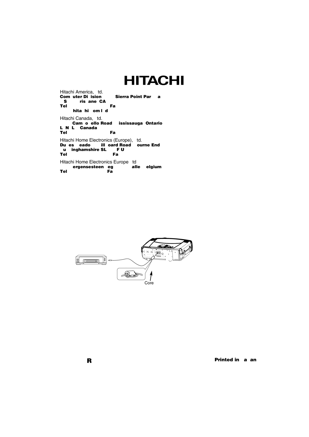 Hitachi CP-X880W, CP-X885W Hitachi Europe GmbH, Hitachi Sales Europe GmbH, Hitachi Business Systems Nordic, Hitachi France 