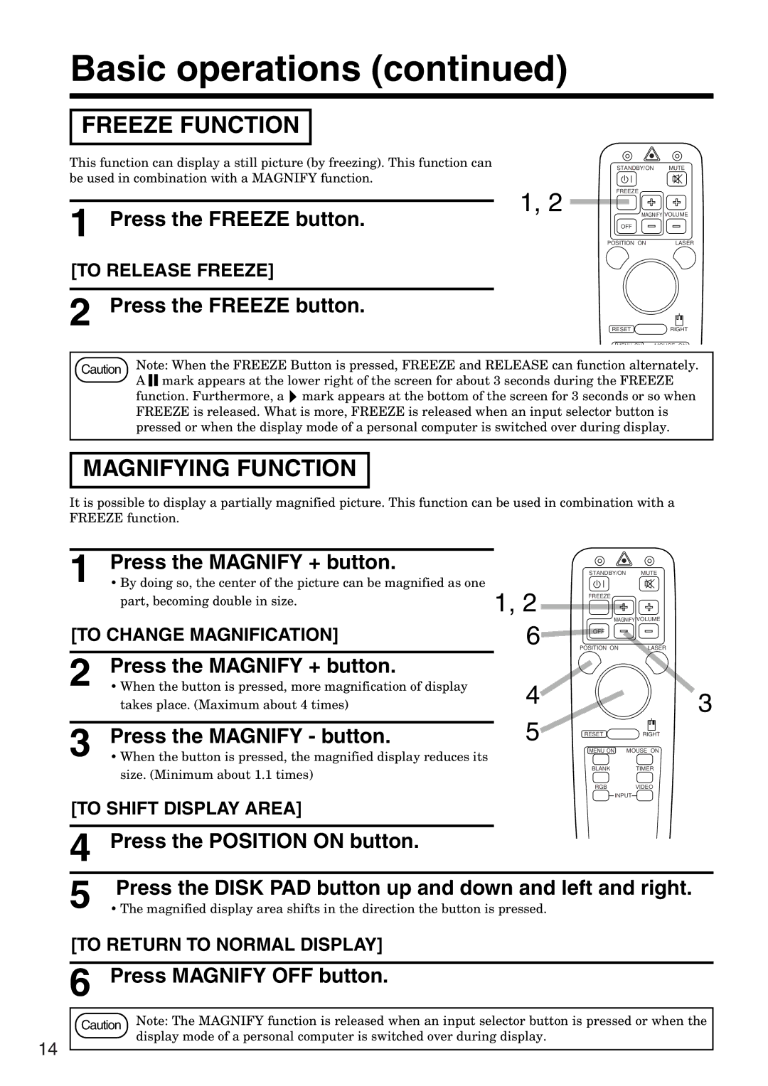 Hitachi CP-X935W specifications Freeze Function, Magnifying Function 