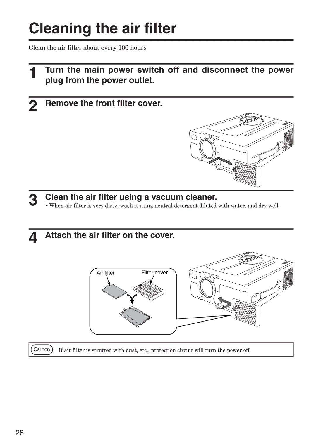 Hitachi CP-X935W specifications Cleaning the air filter, Attach the air filter on the cover 