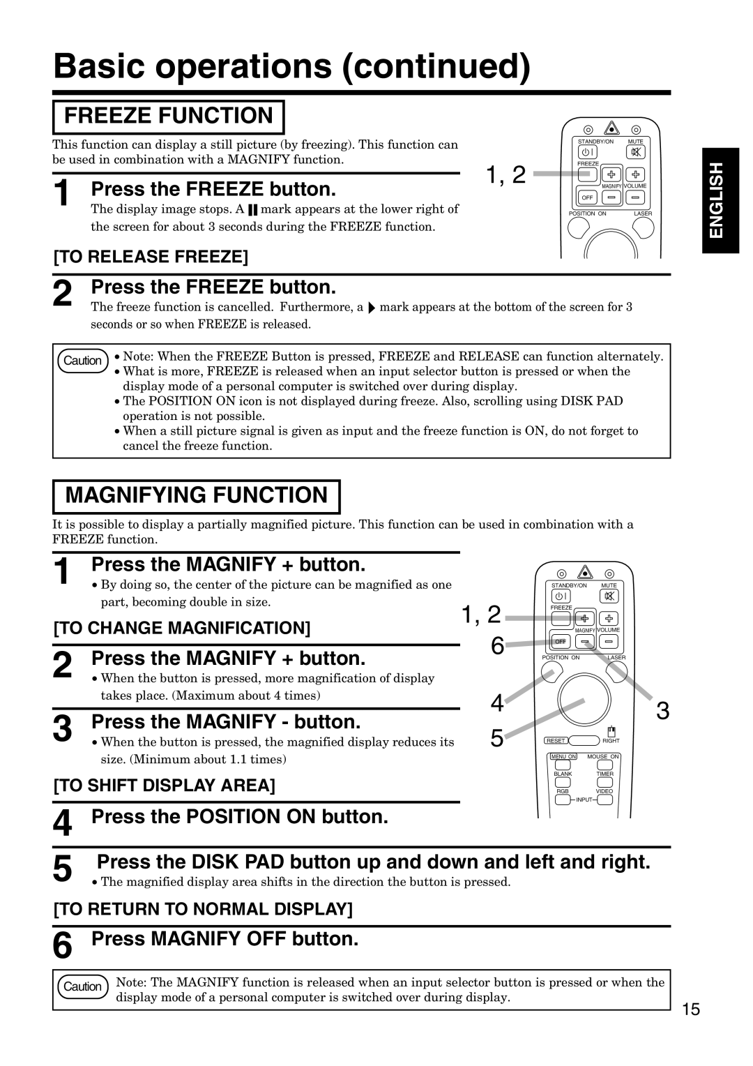 Hitachi CP-X940W/E specifications Freeze Function, Magnifying Function 