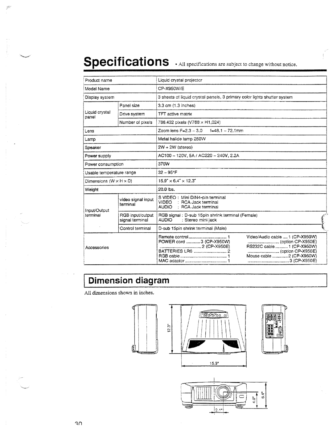 Hitachi CP-X950W/E manual 