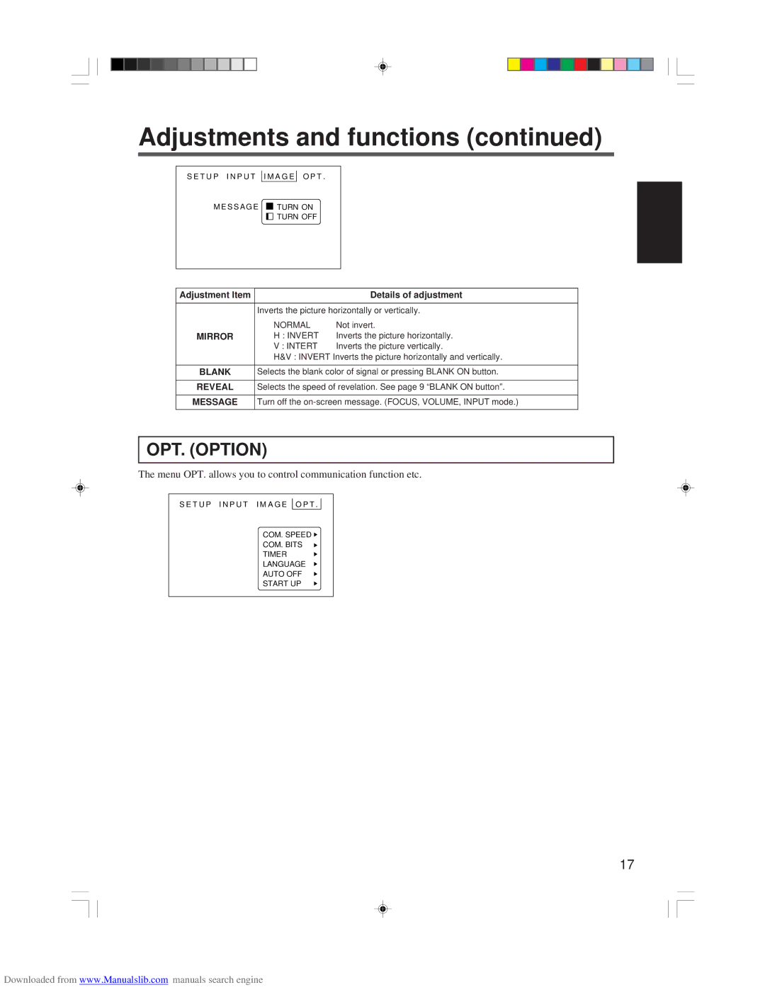 Hitachi CP-X955E specifications OPT. Option, Blank 