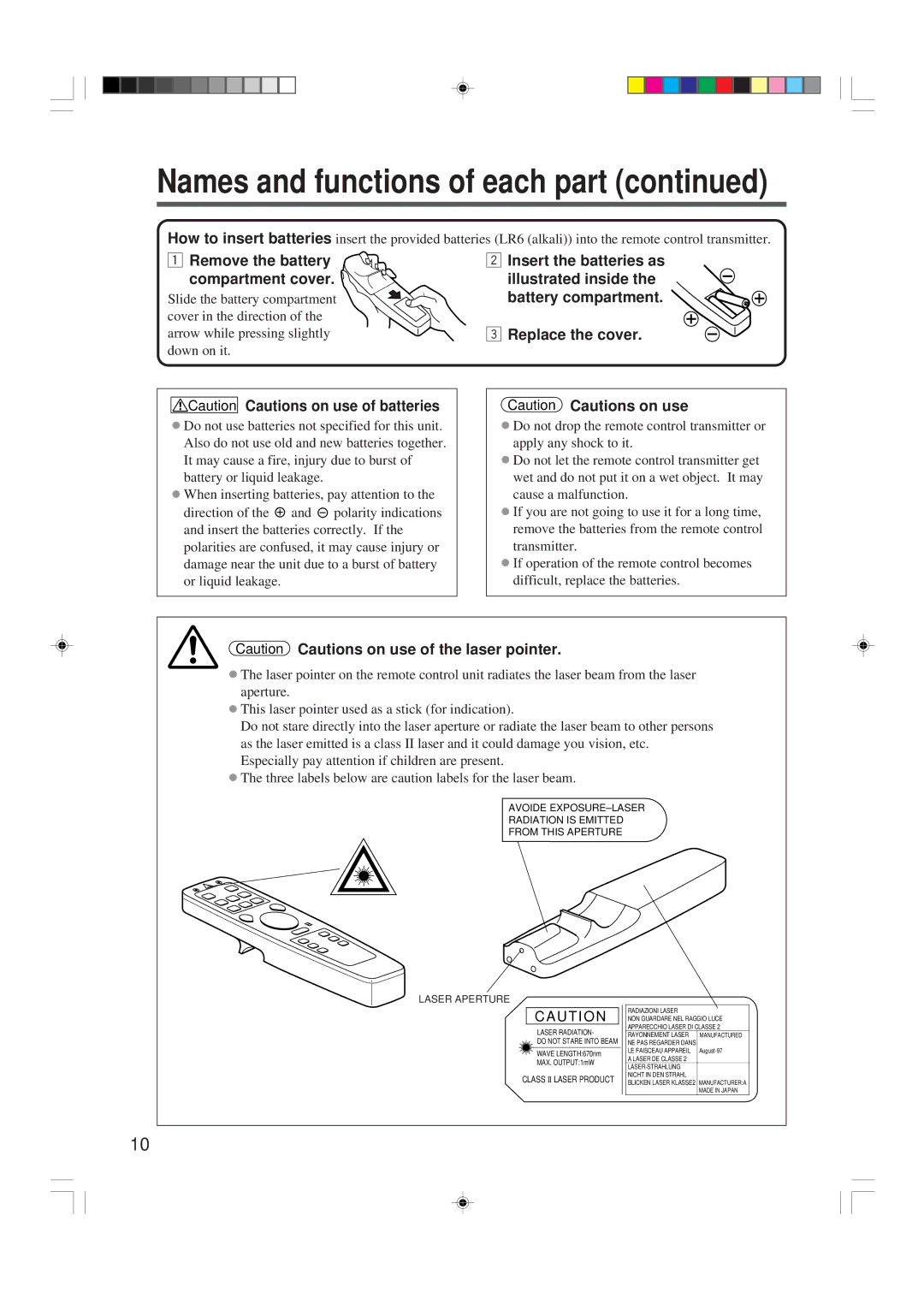 Hitachi CP-X955W/E specifications Remove the battery compartment cover 