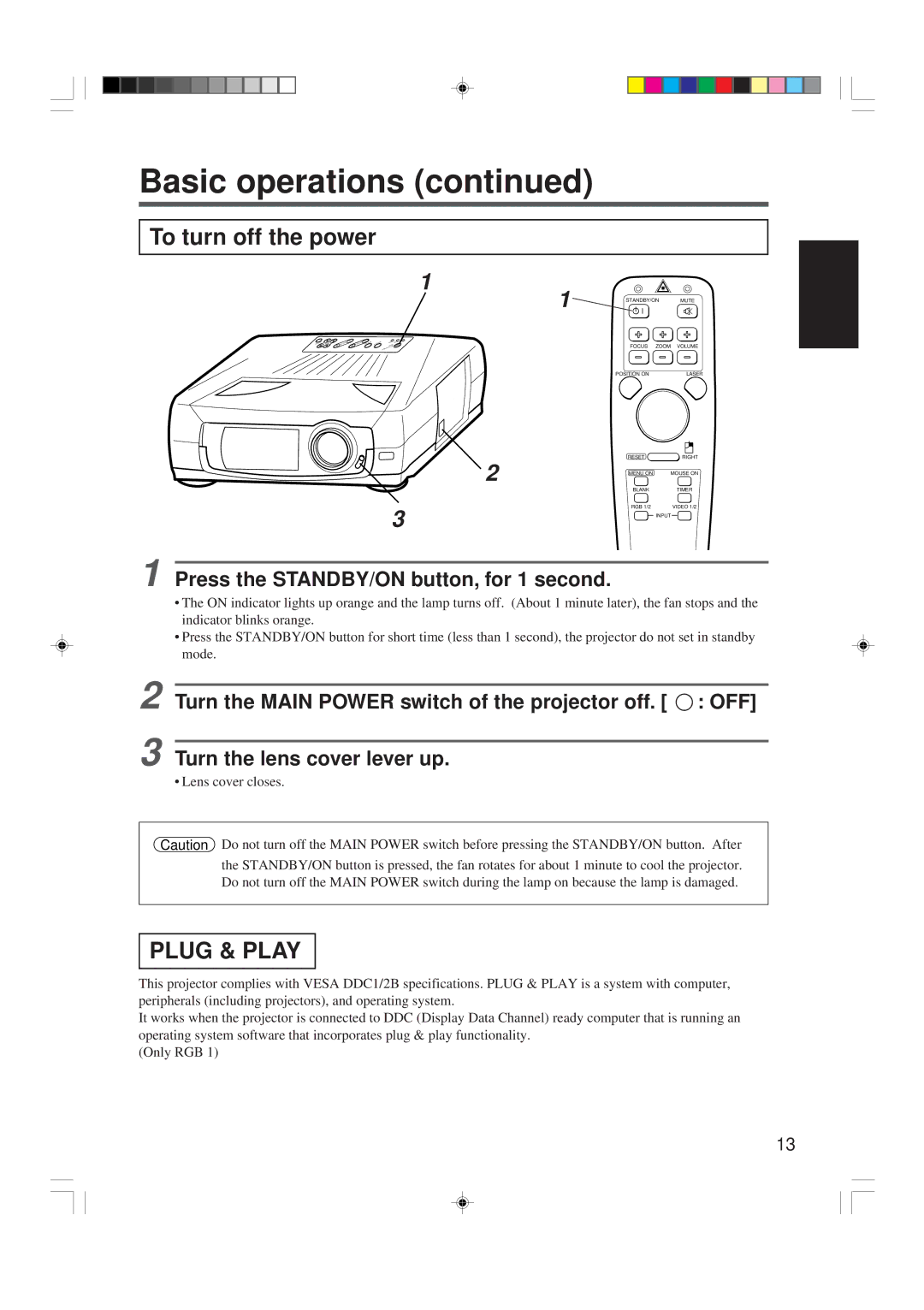 Hitachi CP-X955W/E specifications Plug & Play, Press the STANDBY/ON button, for 1 second 