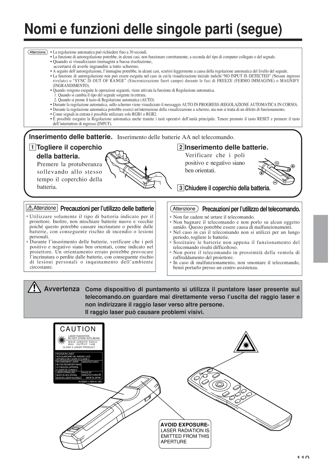 Hitachi CP-X958W/E user manual 3Chiudere il coperchio della batteria, Verificare che i poli 