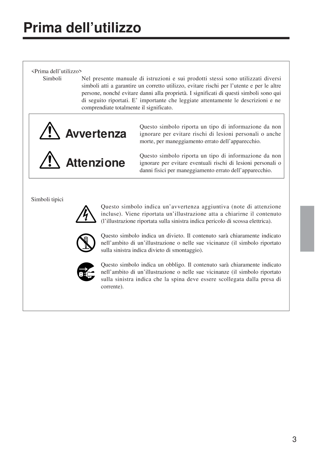 Hitachi CP-X960WA/970W user manual Prima dell’utilizzo, Avvertenza Attenzione 