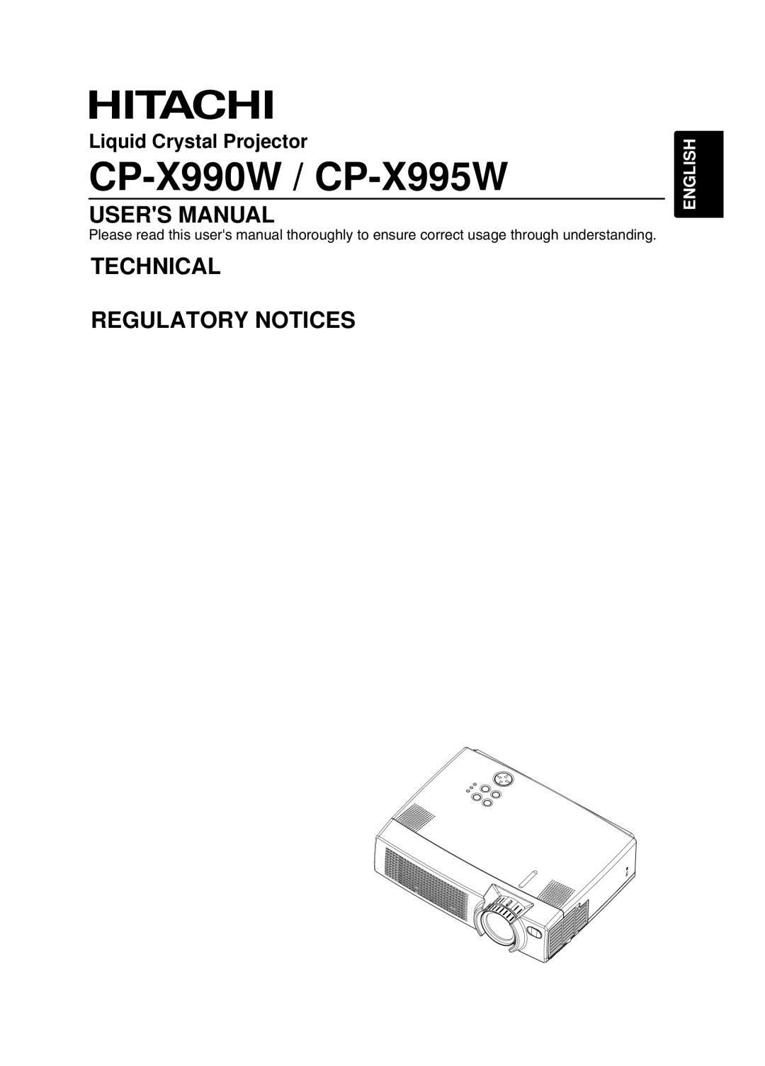 Hitachi user manual CP-X990W / CP-X995W 