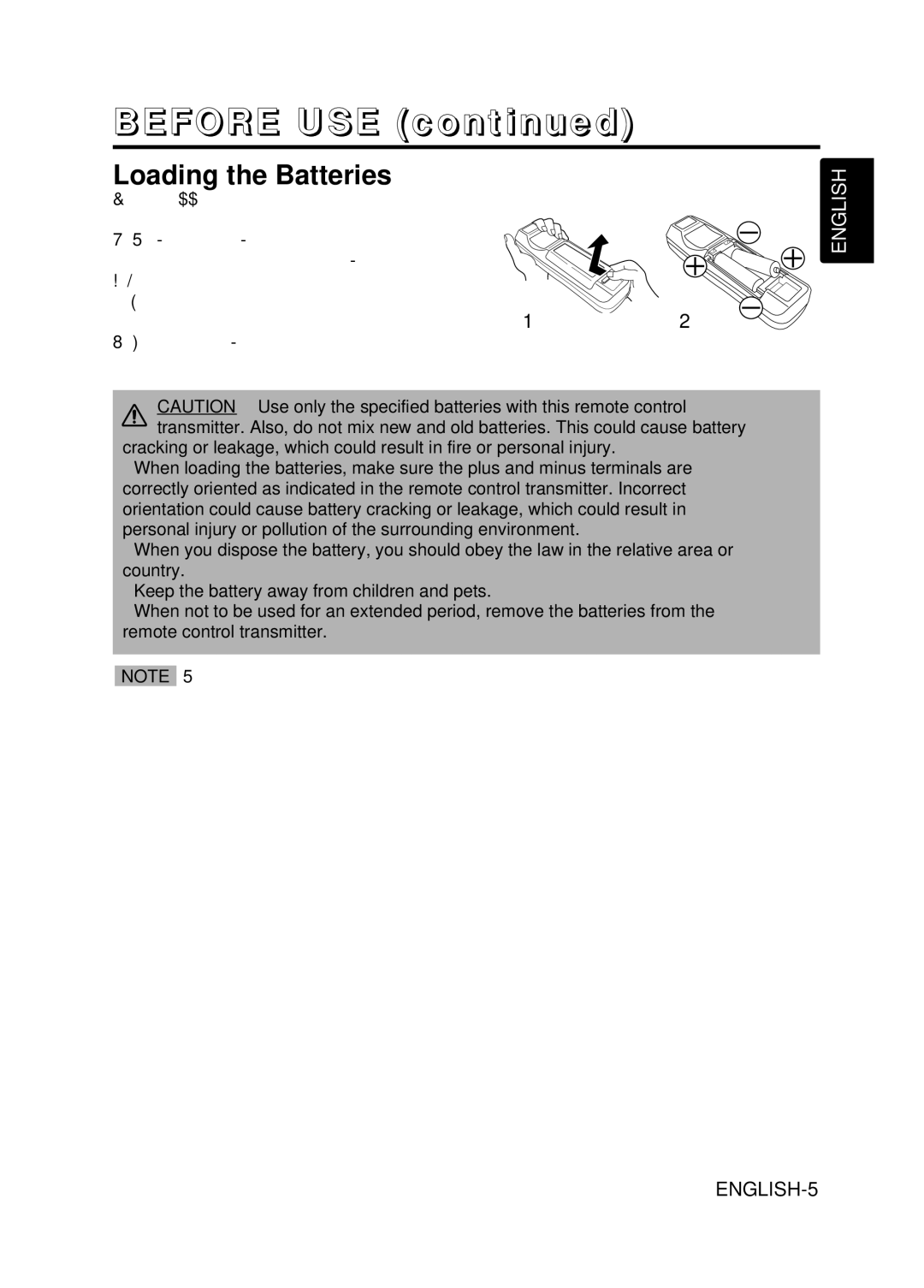 Hitachi CP-X995W user manual Loading the Batteries 