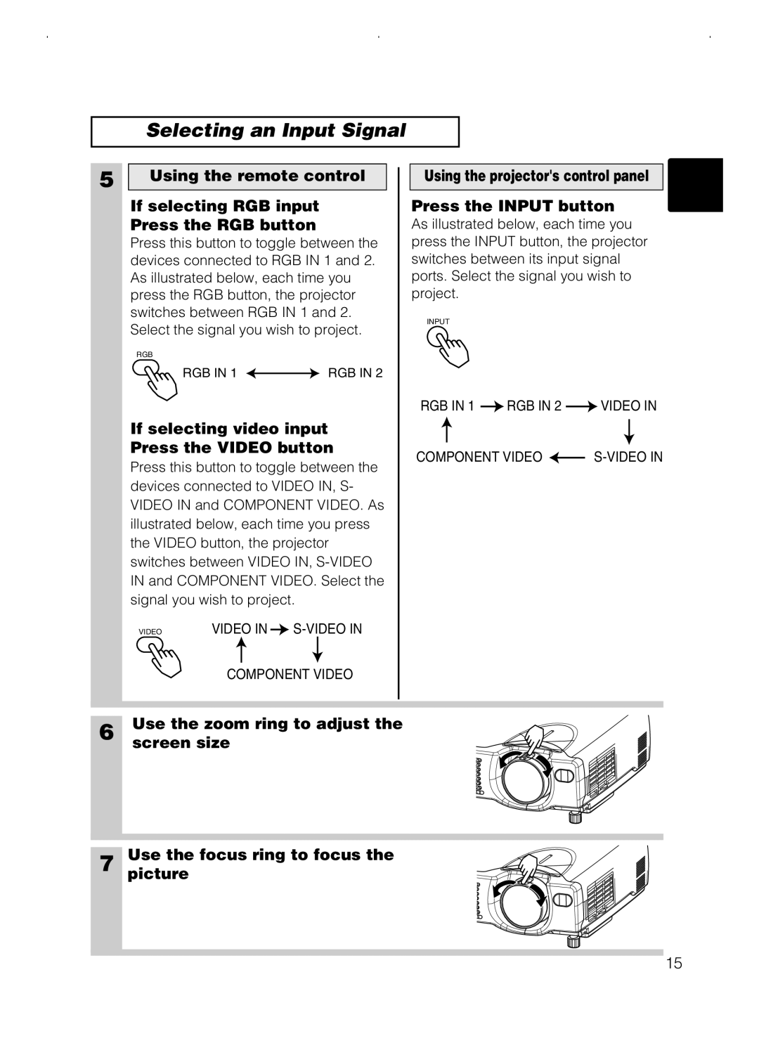 Hitachi CPS318W/CPX328W user manual Selecting an Input Signal 