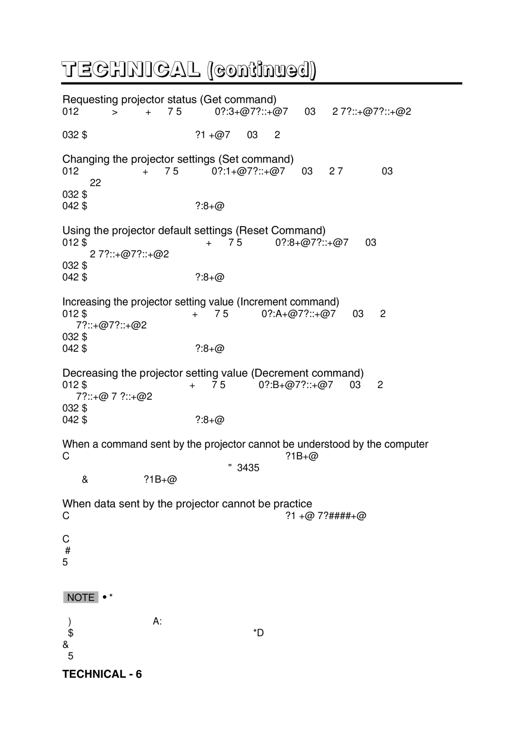 Hitachi CPX275W user manual Requesting projector status Get command, Changing the projector settings Set command 