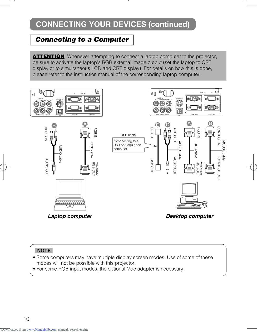 Hitachi CPX328W user manual Connecting Your Devices, Connecting to a Computer 