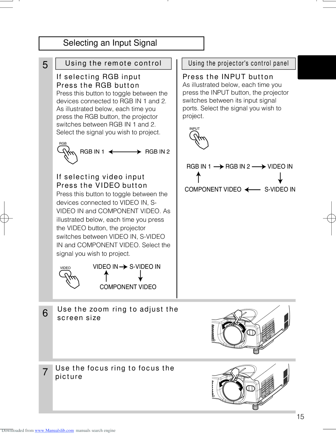 Hitachi CPX328W user manual Selecting an Input Signal 