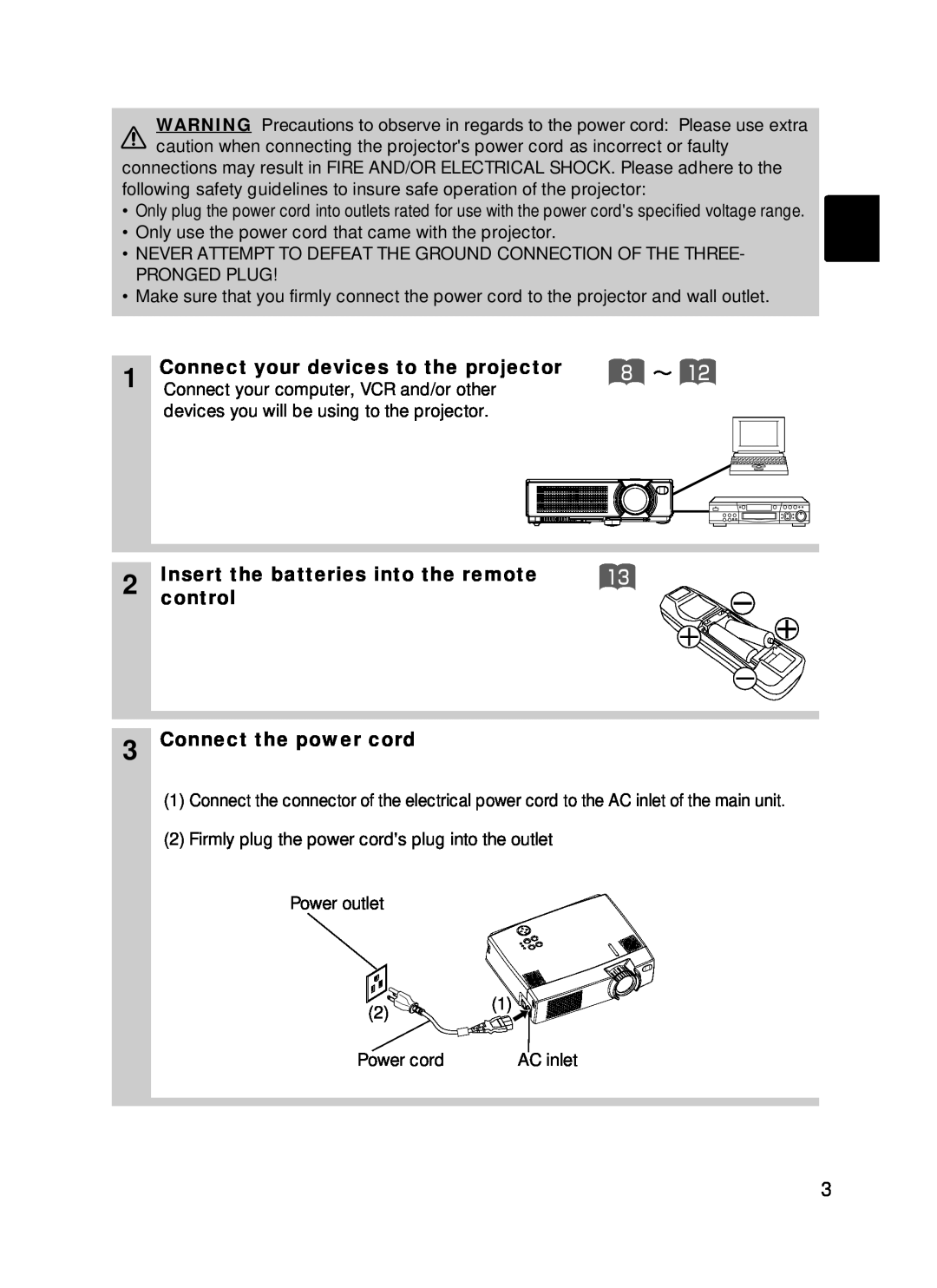 Hitachi CPX385W user manual Connect your devices to the projector, Insert the batteries into the remote, control 