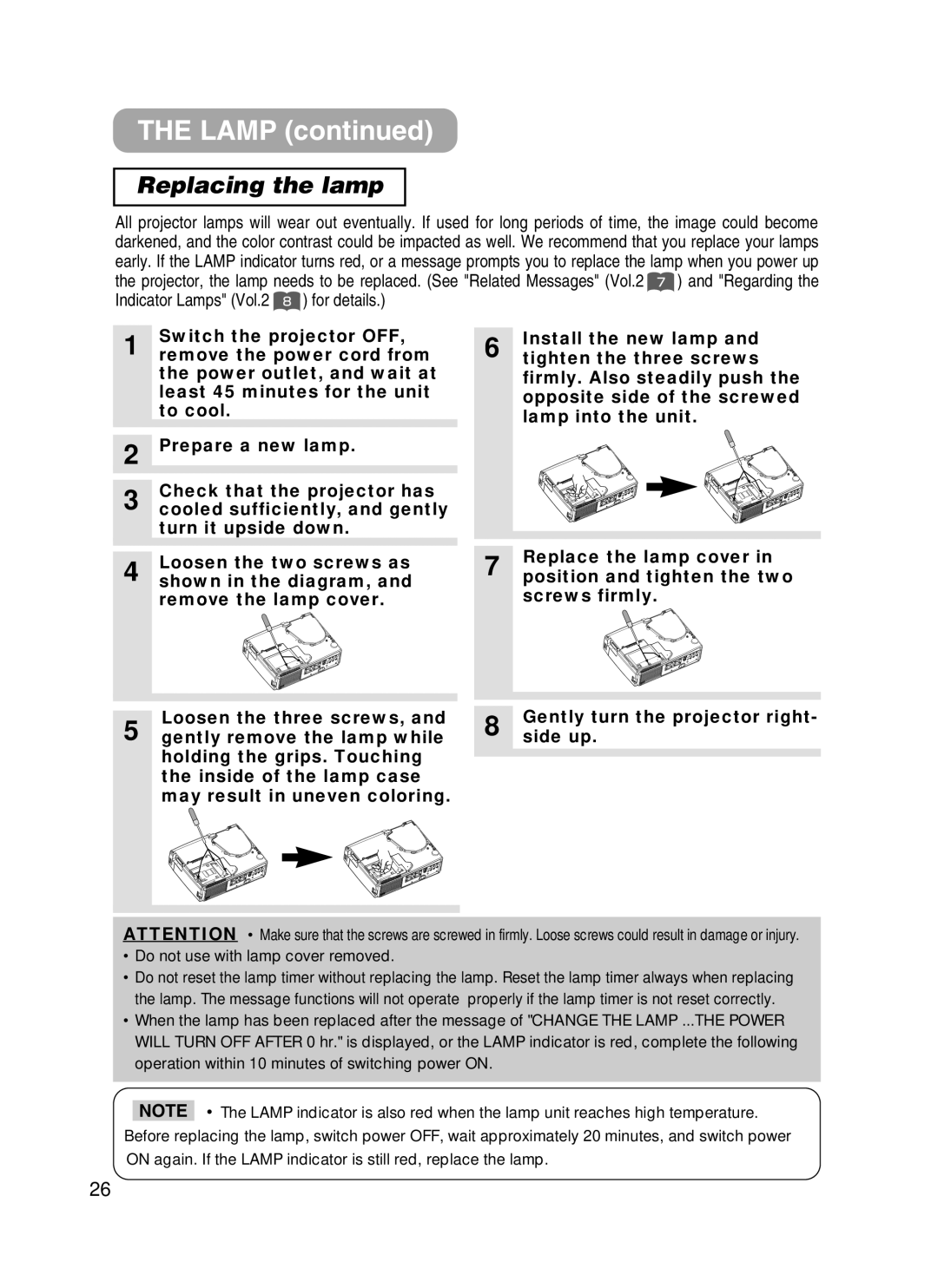 Hitachi CPX385W user manual Lamp, Replacing the lamp 